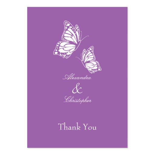 Simple Violet Butterfly Thank You Tag Business Card Template (front side)