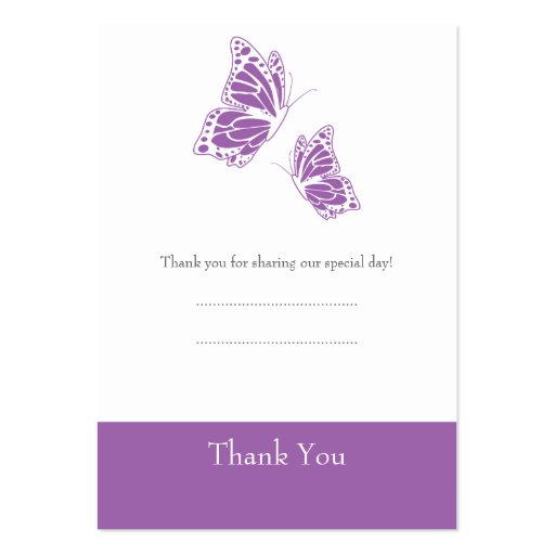 Simple Violet Butterfly Thank You Tag Business Card Template (back side)