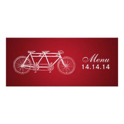 Simple Wedding Menu Tandem Bike Red Announcement