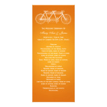 Simple Wedding Program Tandem Bike Orange Custom Invitations