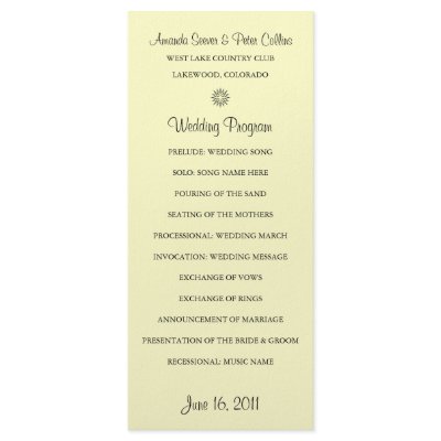 Simple Wedding Programs (Cream) Customized Rack Card