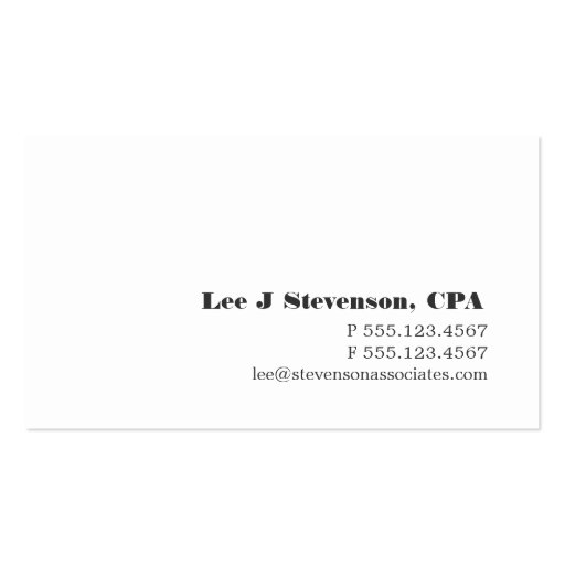 Simple White Accountant Business Card (front side)