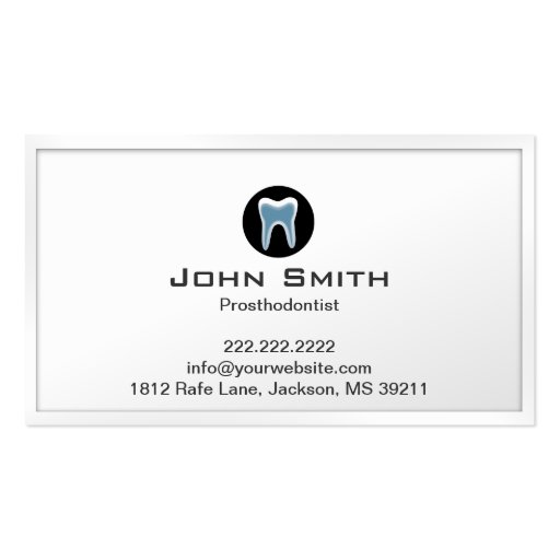 Simple White Border Prosthodontist Business Card (front side)