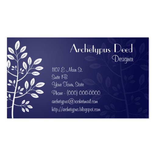 Simple White Leaves Business Card (front side)