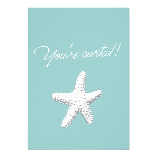 Simple White Starfish Baby Shower Invitation (front side)