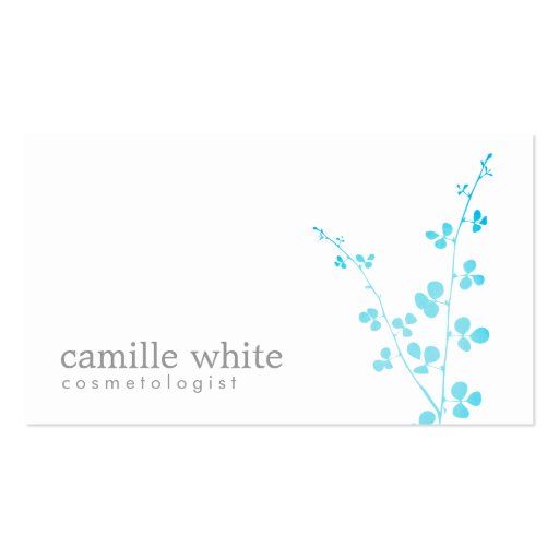 Simple White Turquoise Branch Salon and Spa Business Card Templates