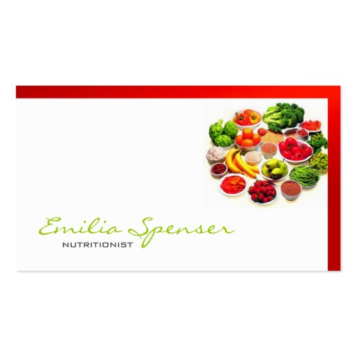 Simple White With Red Border Healthy Life/ Card Business Card (front side)