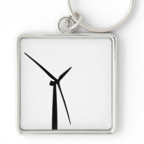 Simple wind turbine green energy silhouette keychains