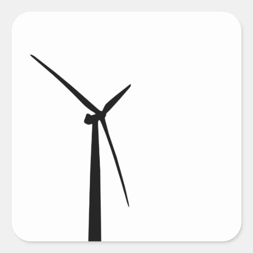 Simple wind turbine green energy silhouette square sticker  Zazzle