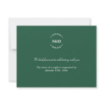Simple wreath initial green wedding rsvp response personalized announcements