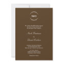 Simple wreath initial monogram brown wedding invitation