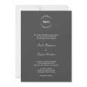 Simple wreath initial monogram charcoal wedding invitation