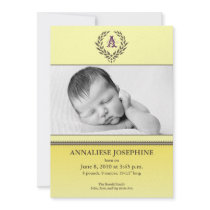 Simple Wreath Lemon 5x7" Birth Announcement invitations by BabyShoppe Simple Wreath Lemon 5x7" Birth Announcement invitations