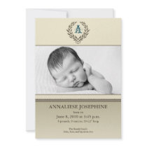 Simple Wreath Taupe 5x7" Birth Announcement invitations by BabyShoppe Simple Wreath Taupe 5x7" Birth Announcement invitations