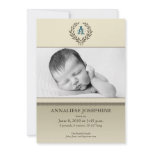 Simple Wreath Taupe 5x7" Birth Announcement