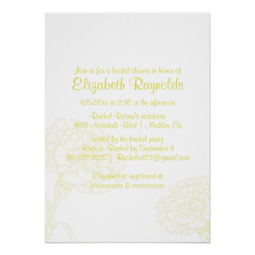 Simple Yellow Bridal Shower Invitations