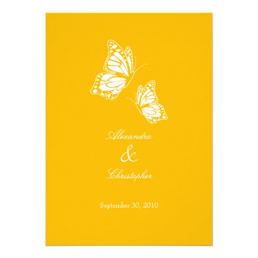 Simple Yellow Butterflies Wedding Announcement