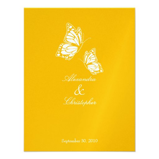 Simple Yellow Butterflies Wedding Announcement