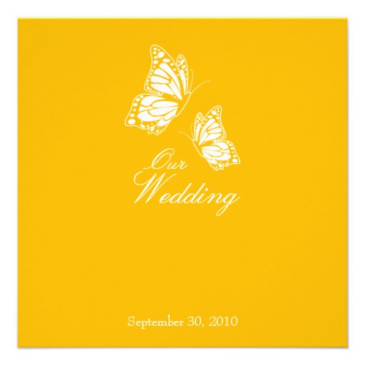 Simple Yellow Butterflies Wedding Announcement 2