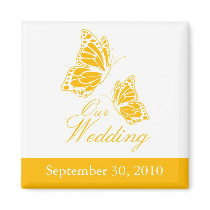 Simple Yellow Butterfly Wedding Announcement Magnets