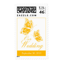 Simple Yellow Butterfly Wedding Invitation Stamps