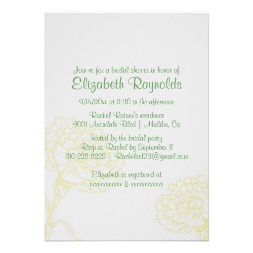 Simple Yellow & Green Bridal Shower Invitations