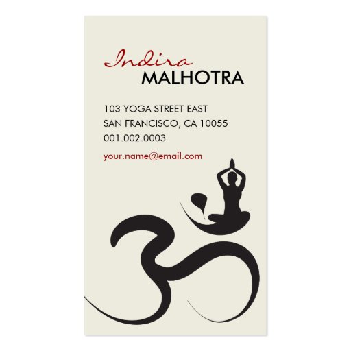Simple Yoga Om Ohm Calligraphy Zen Business Card (front side)