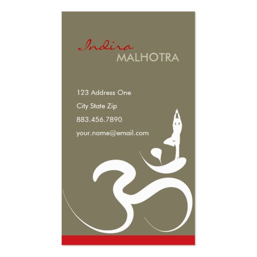 Simple Zen Yoga Om Calligraphy Silhouette Symbol Business Card (front side)