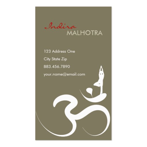 Simple Zen Yoga Om Calligraphy Silhouette Symbol Business Cards (front side)