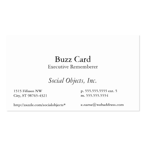 Simplest Serif American Garamond Template Business Card