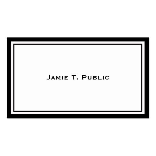 Simplicity: Black & White Frame, White Background Business Card Templates (front side)