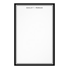 Simplicity Black White Personalized Stationery