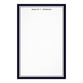 Simplicity Dk Blue / White Personalized Stationery