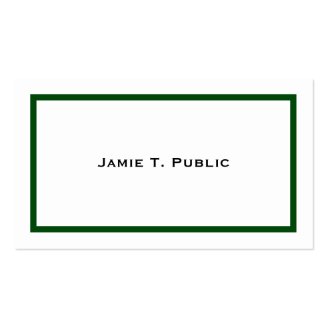 Simplicity: Green Banded Frame, White Background Business Cards