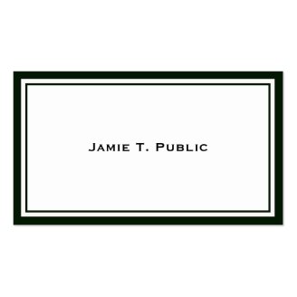 Simplicity: Green & White Frame, White Background Business Card