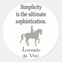 Simplicity Quote With Dressage Horse Round Sticker