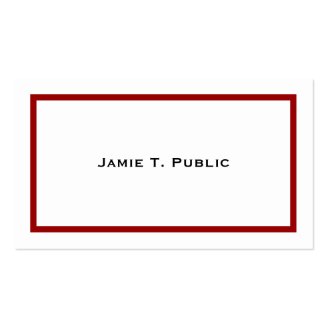 Simplicity: Red Banded Frame, White Background Business Card Templates