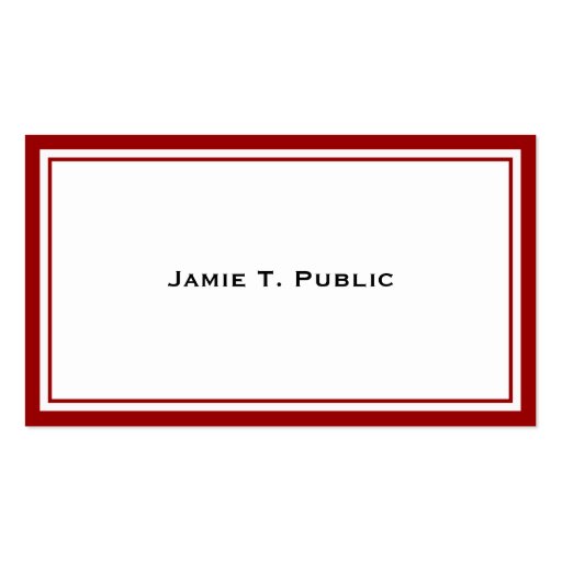 Simplicity: Red & White Frame, White Background Business Card Template (front side)