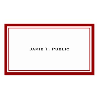Simplicity: Red & White Frame, White Background Business Card Template