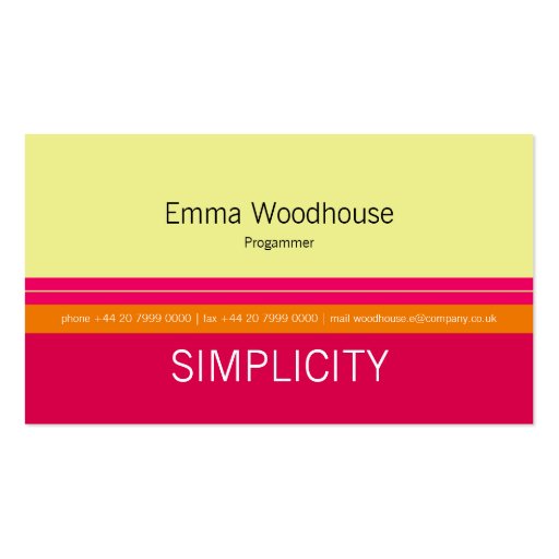 Simplicity Spring Raspberry Pink & Orange Business Card Templates (front side)