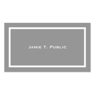 Simplicity: White Banded Frame, Gray Background Business Cards