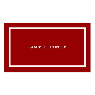 Simplicity: White Banded Frame, Red Background Business Card Templates
