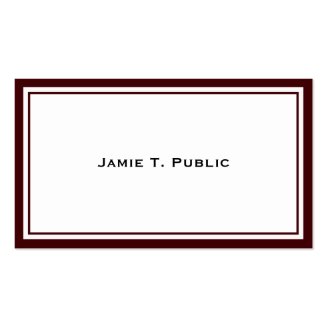 Simplicity: Wine & White Frame, White Background Business Card Templates