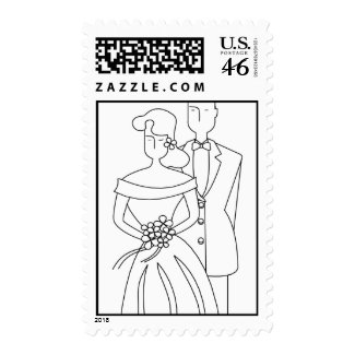 Simply Bride and Groom Postage Stamp stamp