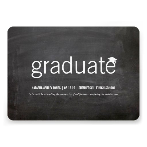 Simply Chalkboard Modern Graduate Graduation Photo Personalized Announcement (front side)
