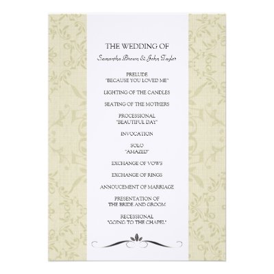 Simply Chic Wedding Ceremony Programs Personalized Invites