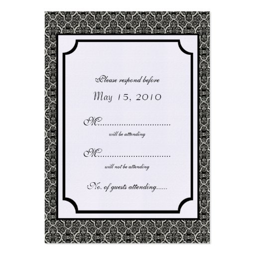 Simply Classic Damask RSVP Card Business Cards (front side)