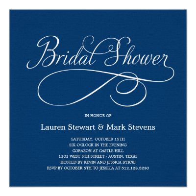 Simply Elegant Bridal Shower Invitation Navy