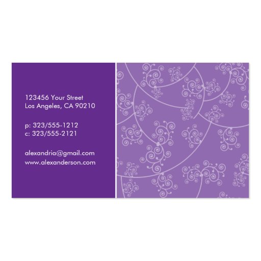 Simply Elegant Custom Business Cards (lavender) (back side)