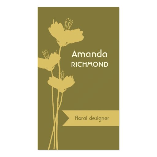 Simply elegant floral designer business card (front side)